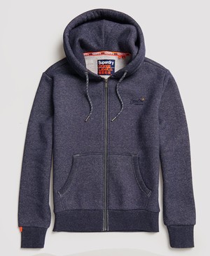 Superdry Orange Label Classic Cipzár Férfi Kapucnis Pulóver Sötétkék | OFIGB9714